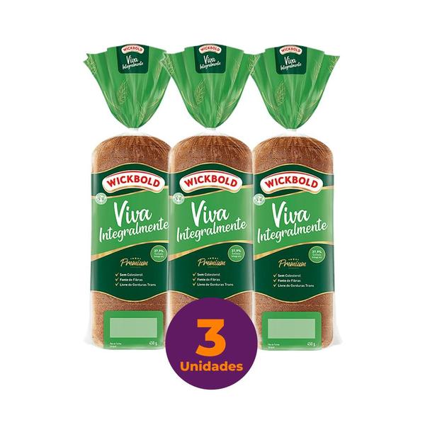 Kit c/ 3 Pão de Forma Vegano Integral Wickbold 450g/unid Imagem de Kit c/ 3 Pão de Forma Vegano Integral Wickbold 450g/unid