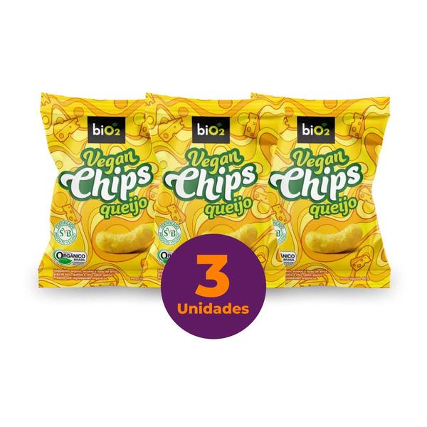 Imagem de Kit c/ 3 Snack Vegano Orgânico Sem Glúten biO2 Vegan Chips Queijo 40g