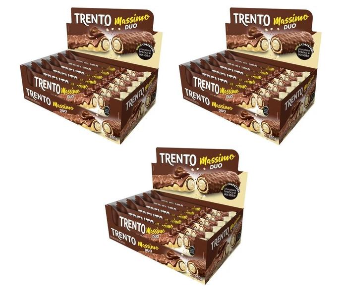 Imagem de Kit c 3 Trento Massimo Chocolate Duo 480g Caixa c/ 16un x30g