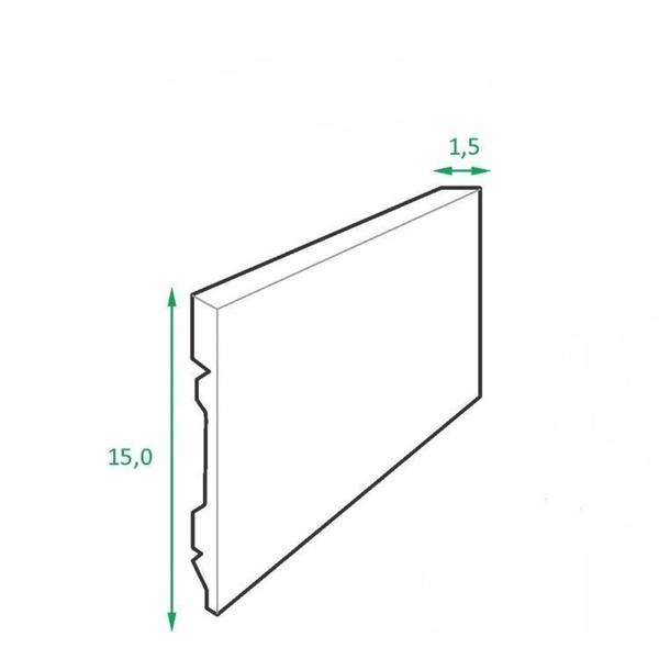 Imagem de Kit c/30 barras Rodapé de Poliestireno Preto Liso 15cm X 15mm Metro Linear Casa Grassi 72m