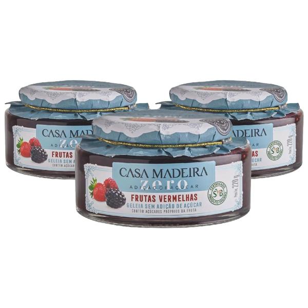 Imagem de Kit c/ 3un Geleia CASA MADEIRA Zero Frutas Vermelhas 220g