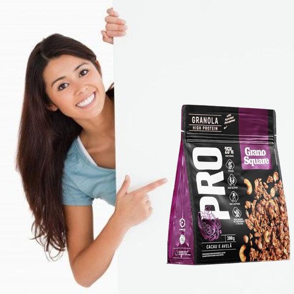 Imagem de Kit c/ 3und Granola GranoSquare Proteica Cacau e Avelã 200g