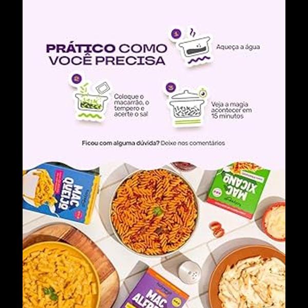 Imagem de Kit c/ 3und Macarrão Proteico Mac Xicano HOLYSOUP 180g