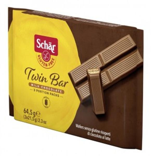 kit c/ 3und Twin Bar Chocolate Wafer s/ Gluten SCHAR 64,5g Imagem de kit c/ 3und Twin Bar Chocolate Wafer s/ Gluten SCHAR 64,5g