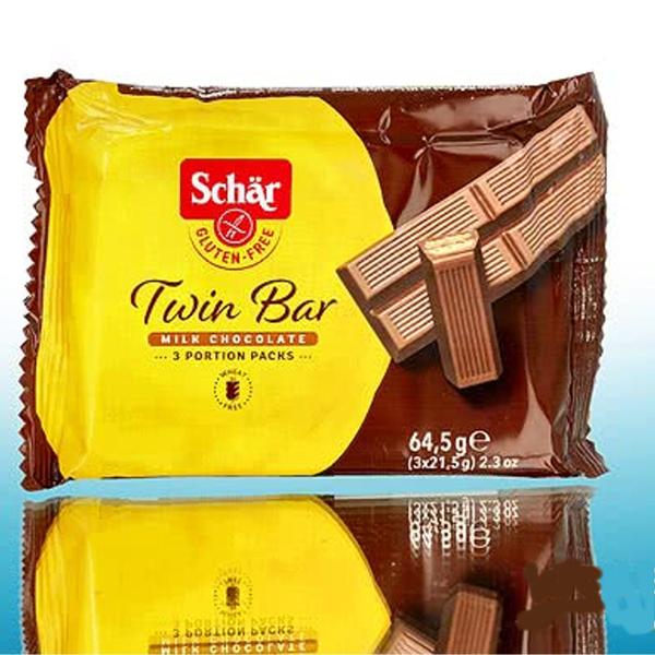 kit c/ 3und Twin Bar Chocolate Wafer s/ Gluten SCHAR 64,5g Imagem de kit c/ 3und Twin Bar Chocolate Wafer s/ Gluten SCHAR 64,5g