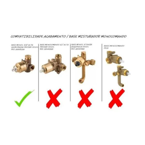 Imagem de Kit C/4 Acabamento Mono Comando Registro Base Docol Cromado