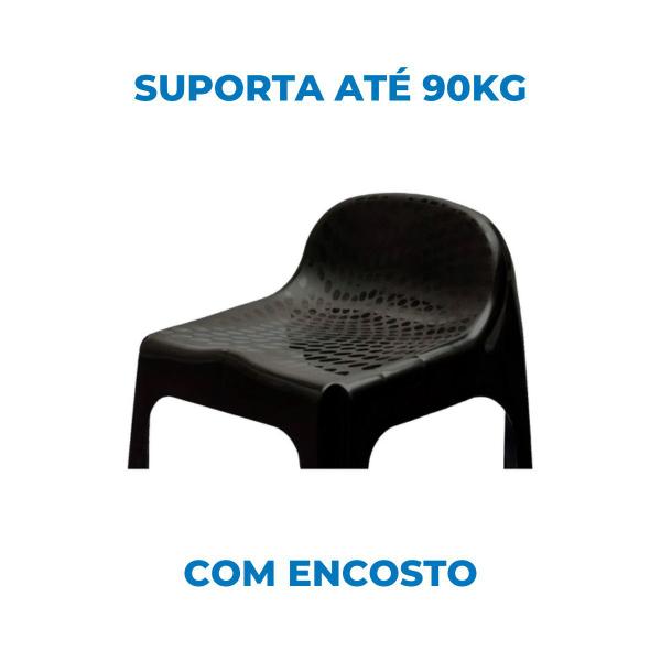 Imagem de Kit C/4 Banquetas Plásticas Com Encosto Preta Arqplast Cozinha Bar Empilhavel Leve Reforçada Antiderrapante Confortável Casa