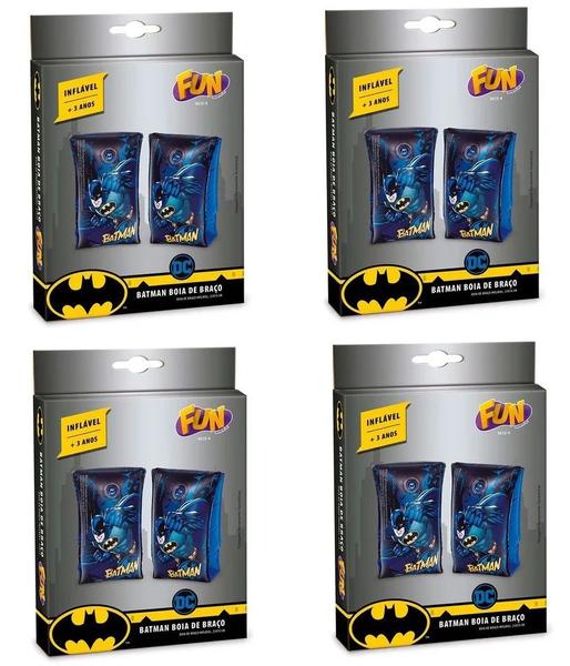 Imagem de Kit C/4 Boia De Braço Inflável Infantil Batman Fun 23cmx15cm