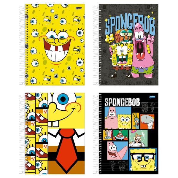 Imagem de Kit c/ 4 Caderno Univ. Bob Esponja 1 Matéria 80fls - Jandaia