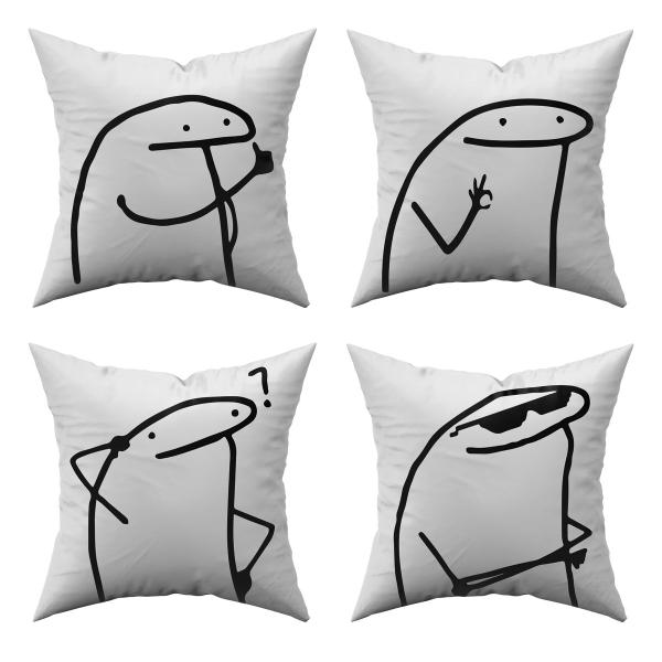 Imagem de Kit c/ 4 Capas de Almofadas Flork Meme Humores 45cm x 45cm