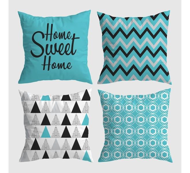 Imagem de Kit C/ 4 Capas Para Almofadas Decoração Home Sweet Home 40cm