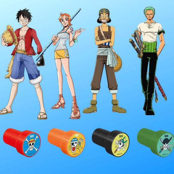 Imagem de Kit C/4 Carimbos Coloridos Escolar Infantil One Piece