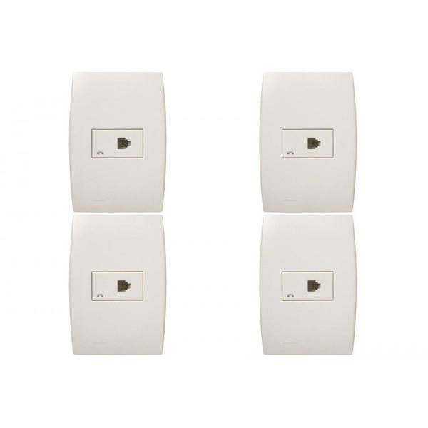 Imagem de Kit C/4 - Conjunto Soprano Ilus 4X2 Branco Com Placa(1Rj1...