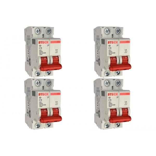 Kit C/4 - Disjuntor Steck ''Din'' Bipolar 16A. C Imagem de Kit C/4 - Disjuntor Steck ''Din'' Bipolar 16A. C