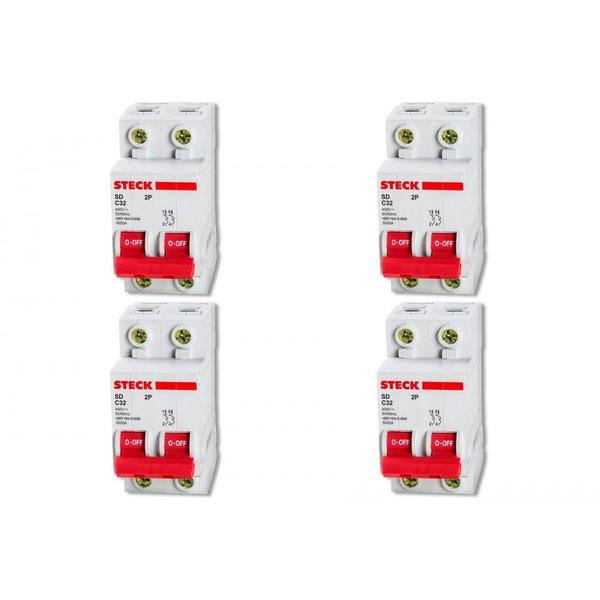 Imagem de Kit C/4 - Disjuntor Steck Din Bipolar 16A Sd62 C Sdd62C16