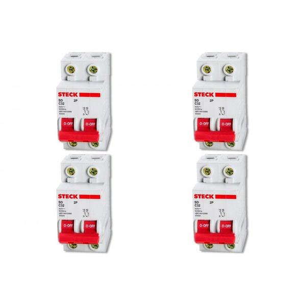 Imagem de Kit C/4 - Disjuntor Steck Din Bipolar125A Sd2 C  Sdd2C125