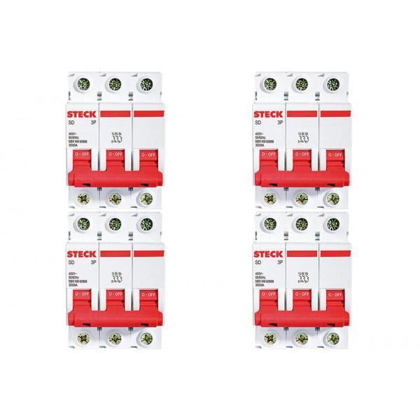 Imagem de Kit C/4 - Disjuntor Steck Din Tripolar 63A Sd63 3Ka