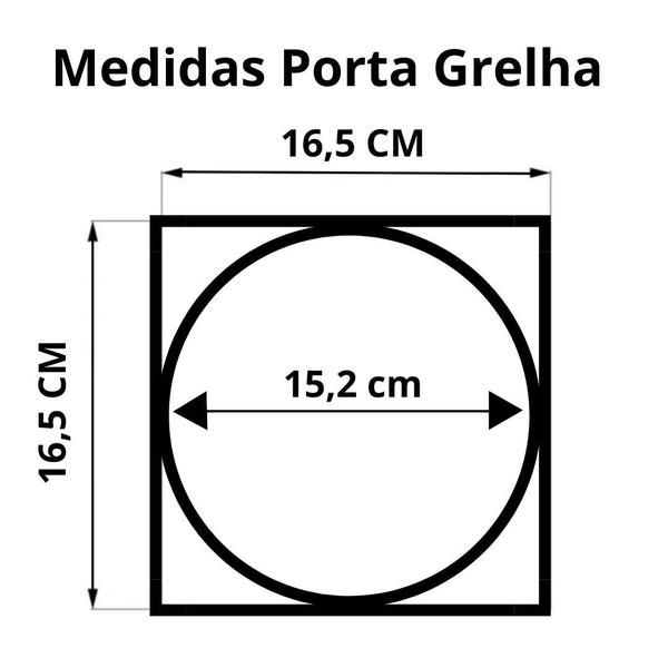 Imagem de Kit C/4 Porta Grelha Ralo Click 15x15 Suporte Inox Preto