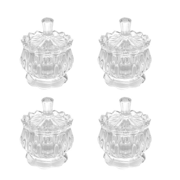 Kit c/ 4 Potiches Decorativo Porta Objetos de Cristal com Pé Pumpkin 11x8,5cm Lyor Imagem de Kit c/ 4 Potiches Decorativo Porta Objetos de Cristal com Pé Pumpkin 11x8,5cm Lyor
