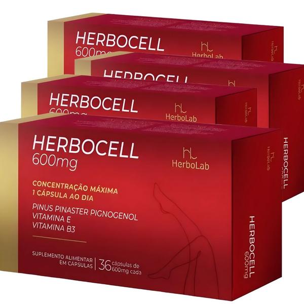 Imagem de KIT C/4 Un. Herbocell Pinus Pinaster 600mg 36 Cáps - Herbolab