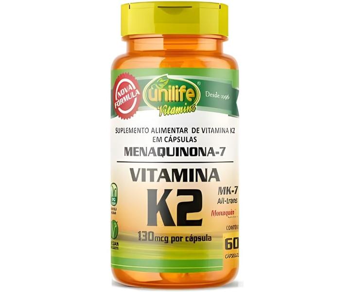 Imagem de KIT C/4 Un. Vitamina K2 Mk7 Menaquinona 500mg 60 Cápsulas Vegano - Unilife