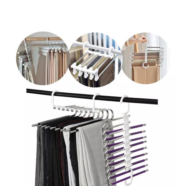 kit c/ 4 Unidades Organizador Inox Retrátil 5 Divisórias para Calças e Saias - Monac Imagem de kit c/ 4 Unidades Organizador Inox Retrátil 5 Divisórias para Calças e Saias