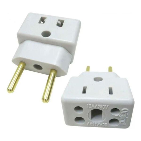 Imagem de Kit C/5 Adaptador De Tomada 3 Pinos Tipo Bob 110V/220V