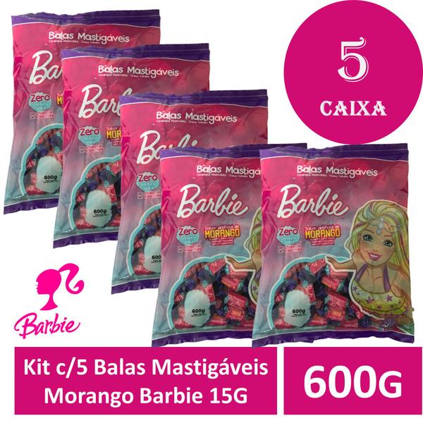 Imagem de Kit c/5  Balas Mastigáveis Barbie 600g