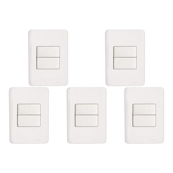 Imagem de Kit C/5 - Conjunto Perlex Aros 4X2 Branco Com Placa(2Para...