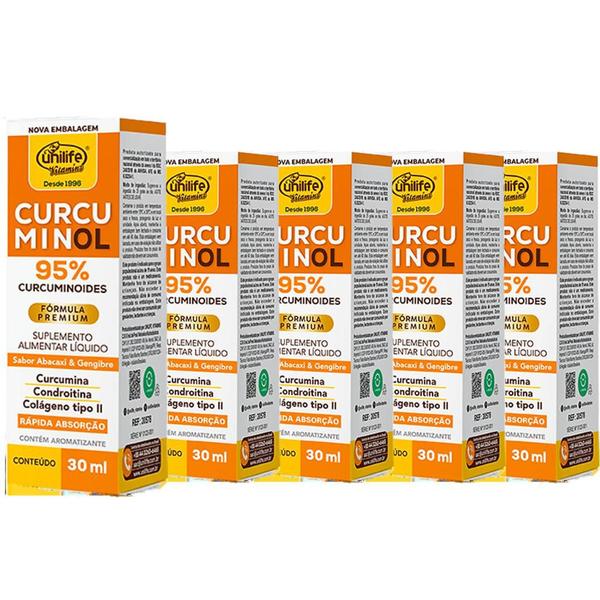 Kit c/5 curcuminol 95 em gotas 30ml - unilife Imagem de Kit c/5 curcuminol 95 em gotas 30ml - unilife