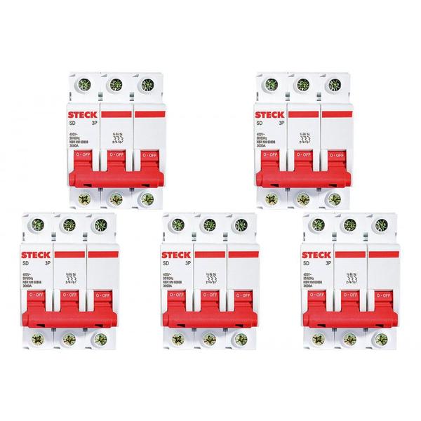 Imagem de Kit C/5 - Disjuntor Steck Din Tripolar 32A Sd63 C 3Ka