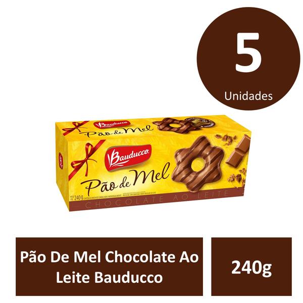 Kit c/5 Pão De Mel 180g Chocolate Ao Leite Bauducco - BAUDUCCO Imagem de Kit c/5 Pão De Mel 180g Chocolate Ao Leite Bauducco