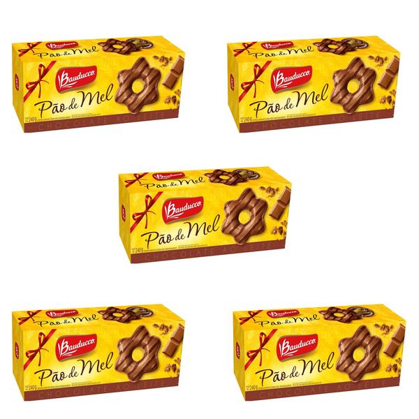 Kit c/5 Pão De Mel 180g Chocolate Ao Leite Bauducco - BAUDUCCO Imagem de Kit c/5 Pão De Mel 180g Chocolate Ao Leite Bauducco