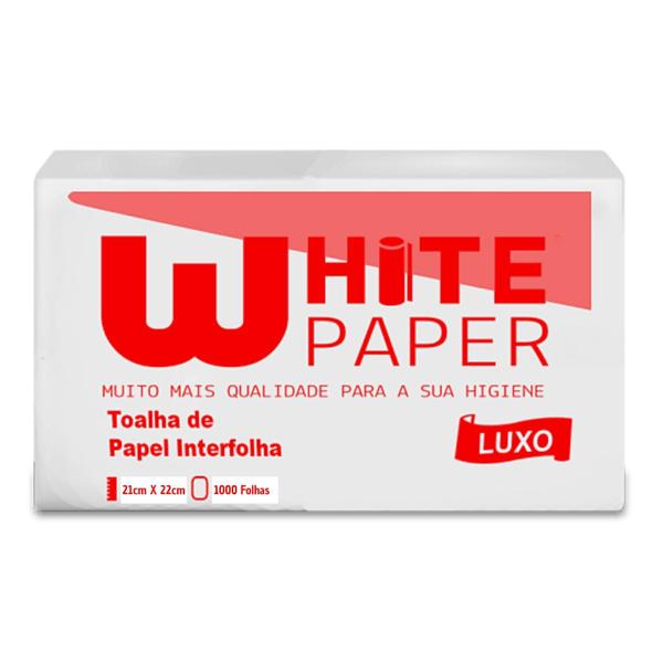 Imagem de KIT C/ 5 PAPEL TOALHA WHITE PAPER 2 DOBRAS 23x21cm C/ 1000 LUXO