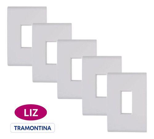 Imagem de Kit C/5 Placas Liz 4x2 1p Vertical - Tramontina Branco 