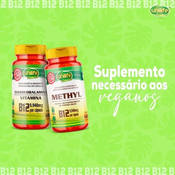 Imagem de KIT C/5 Un. Vitamina B12 Metilcobalamina 60 Cápsulas Vegano - Unilife