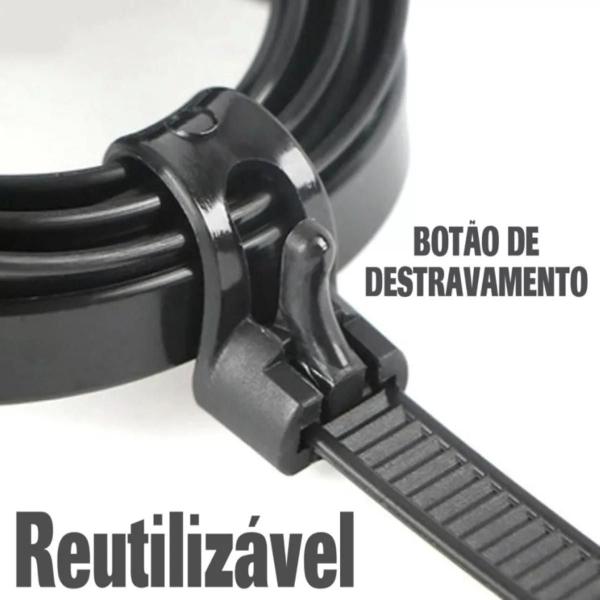 Imagem de Kit C/50 Abraçadeira Nylon Reutilizável 7,6x250 mm Reforçada