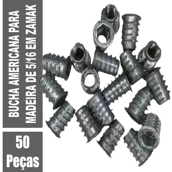 Imagem de Kit C/ 50 Peças - Bucha Americana Para Madeira 5/16 x 19mm