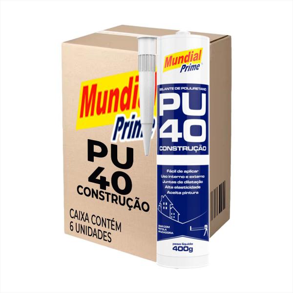 Imagem de Kit C/ 6 Adesivo Selante Poliuretano PU40 Mundial Prime Cinza 400g