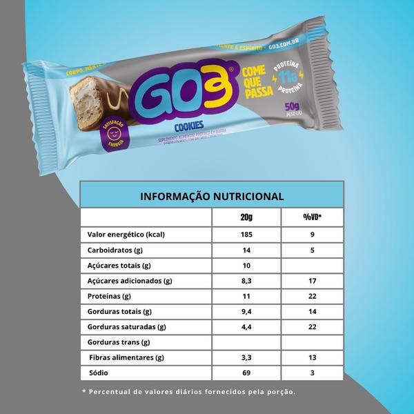 Imagem de KIT C/6 Barras de Proteína Sabor Cookies  50gr - Go3