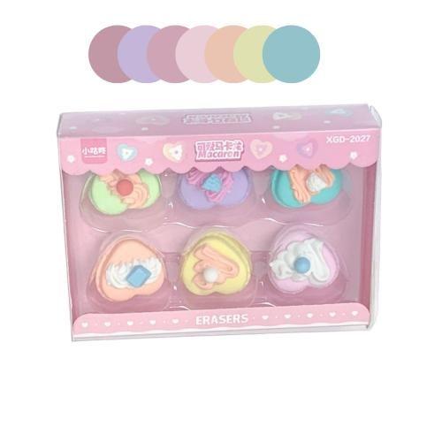 Imagem de Kit C/6 Borrachas Decoradas Macaron Erasers