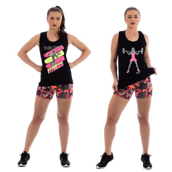 Imagem de Kit C/6 Camisas Regatas Femininas Treino Academia Estampadas