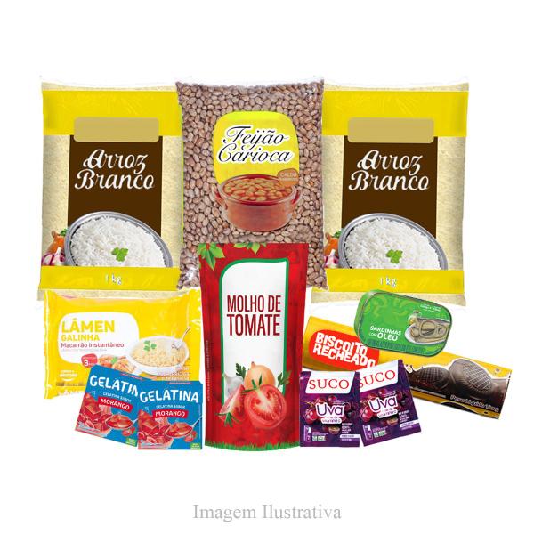 Imagem de Kit C/ 6 Cesta Básica De Alimentos Completa 11 Itens Doação