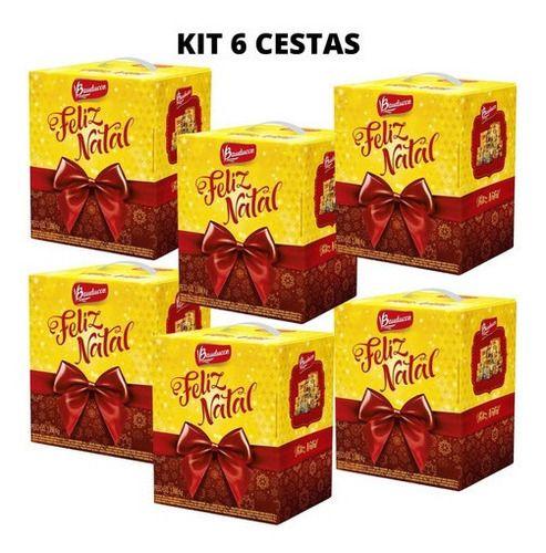 Imagem de Kit C/ 6 Cestas De Natal Bauducco Atacado Basica Empresa