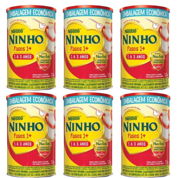 Kit C/6 Fórmula infantil Nestlé Ninho Fases 1 Lata 1,2kg Imagem de Kit C/6 Fórmula infantil Nestlé Ninho Fases 1 Lata 1,2kg