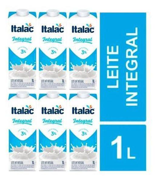 Kit C/6 Leite Longa Vida Integral Italac 1 Litro Imagem de Kit C/6 Leite Longa Vida Integral Italac 1 Litro