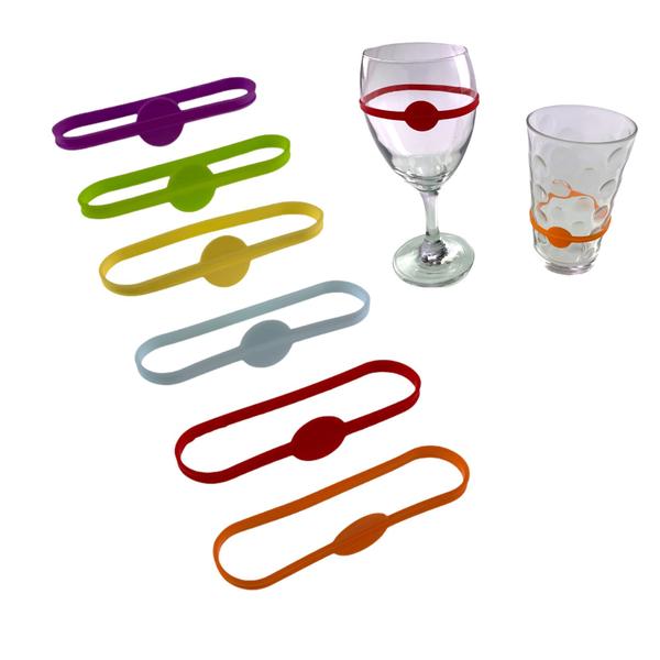 Imagem de Kit C/ 6 Marcadores Identificador De Copos Taças Drink Vinho Em Silicone