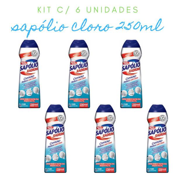 Imagem de Kit c/ 6 Sapólio Líquido Cremoso 250ml Radium c/ Cloro Bombril