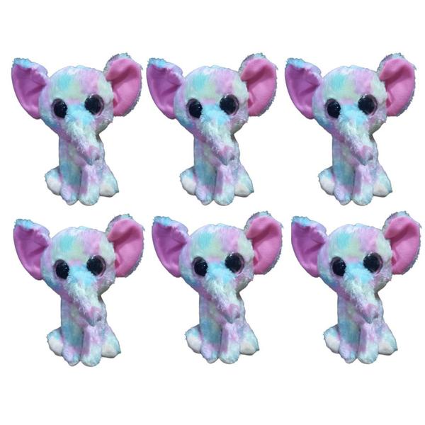 Kit C/6x Brinquedo de Pelúcia Elefante Colorido - Ty Rara Imagem de Kit C/6x Brinquedo de Pelúcia Elefante Colorido - Ty Rara