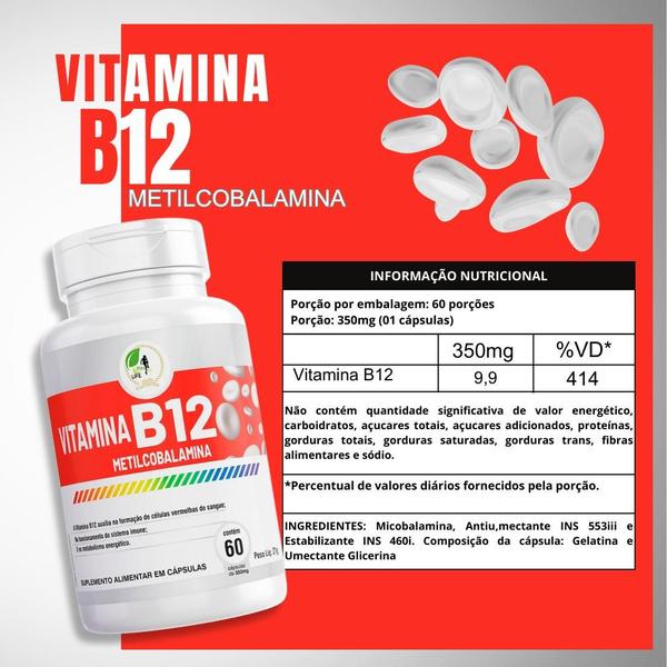 Imagem de Kit C/7 Vitamina B12 Metilcobalamina 60 cápsulas - Fits Life